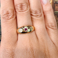 Ruby and diamond gypsy ring from 1919-Antique rings-The Antique Ring Shop