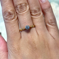 Diamond solitaire ring in yellow and white gold-engagement rings-The Antique Ring Shop