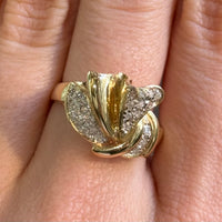 Diamond bow ring in 14 carat gold-Vintage Rings-The Antique Ring Shop