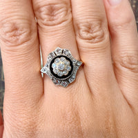 Antique onyx and diamond ring-Antique rings-The Antique Ring Shop