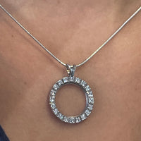 Diamond circle pendant in 18 carat gold-Pendants-The Antique Ring Shop