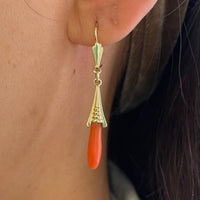 Vintage 14 carat gold pendant earrings-Earrings-The Antique Ring Shop