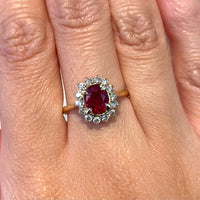 Ruby and diamond ring in 18 carat gold-engagement rings-The Antique Ring Shop