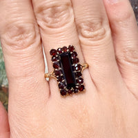 Rectangular garnet ring in 14 carat gold-Rings-The Antique Ring Shop