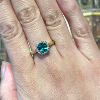 Emerald and diamond ring in 18 carat gold-engagement rings-The Antique Ring Shop