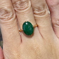Cabochon jade ring in 14 carat gold-Vintage Rings-The Antique Ring Shop