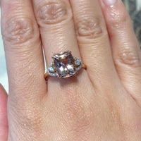 Morganite and diamond ring in 18 carat roe gold-Vintage Rings-The Antique Ring Shop
