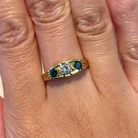Vintage emerald and diamond ring in 18 carat gold-engagement rings-The Antique Ring Shop