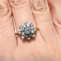 Snow flake diamond cluster ring in 14 carat gold