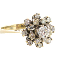 Snow flake diamond cluster ring in 14 carat gold