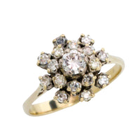 Snow flake diamond cluster ring in 14 carat gold