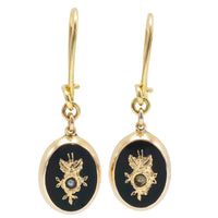 Onyx and pearl earrings in 14 carat gold-Earrings-The Antique Ring Shop