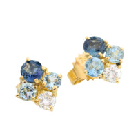 Aquamarine diamond and sapphire studs-Earrings-The Antique Ring Shop