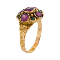 Victorian garnet and emerald cluster ring
