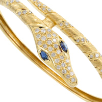 18 carat snake bracelet with diamonds and sapphires-Bracelets-The Antique Ring Shop