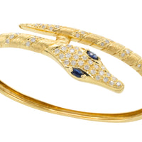 18 carat snake bracelet with diamonds and sapphires-Bracelets-The Antique Ring Shop