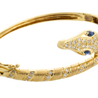 18 carat snake bracelet with diamonds and sapphires-Bracelets-The Antique Ring Shop