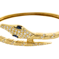 18 carat snake bracelet with diamonds and sapphires-Bracelets-The Antique Ring Shop