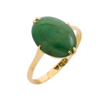 Cabochon jade ring in 14 carat gold-Vintage Rings-The Antique Ring Shop