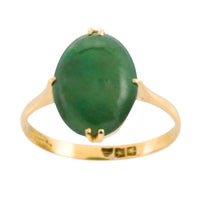 Cabochon jade ring in 14 carat gold-Vintage Rings-The Antique Ring Shop