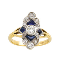 Edwardian sapphire and diamond navette ring-Antique rings-The Antique Ring Shop