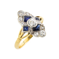 Edwardian sapphire and diamond navette ring-Antique rings-The Antique Ring Shop