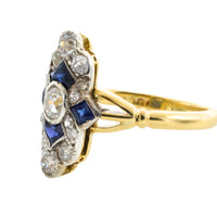 Edwardian sapphire and diamond navette ring-Antique rings-The Antique Ring Shop
