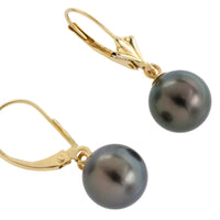 Grey pearl earrings in 14 carat gold-Earrings-The Antique Ring Shop
