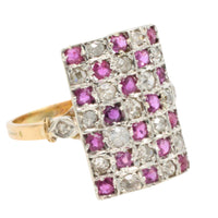 Art Deco ruby and diamond checker board ring-Antique rings-The Antique Ring Shop