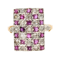 Art Deco ruby and diamond checker board ring-Antique rings-The Antique Ring Shop
