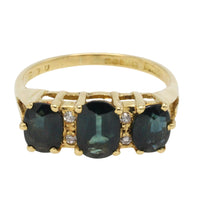 Peacock sapphire and diamond ring in 18 carat gold-The Antique Ring Shop