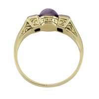 Cabochon amethyst ring with diamonds-Vintage Rings-The Antique Ring Shop