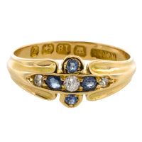 Victorian sapphire and diamond ring from 1899-Antique rings-The Antique Ring Shop