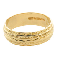 Vintage 18 carat gold band with motif-wedding rings-The Antique Ring Shop