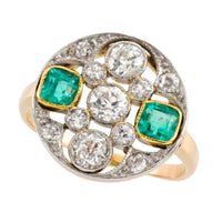 Art Deco old cut diamond and emerald ring-Vintage Rings-The Antique Ring Shop