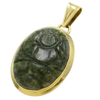 Neferite jade pendant in 14 carat gold-Pendants-The Antique Ring Shop