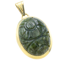 Neferite jade pendant in 14 carat gold-Pendants-The Antique Ring Shop