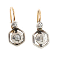 Antique diamond earrings in 14 carat gold and silver-Earrings-The Antique Ring Shop
