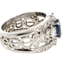 14 carat white gold sapphire and diamond ring-Vintage Rings-The Antique Ring Shop