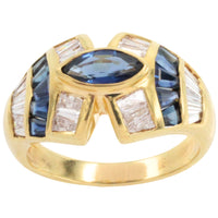Sapphire and baguette cut diamond ring