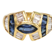 Sapphire and baguette cut diamond ring