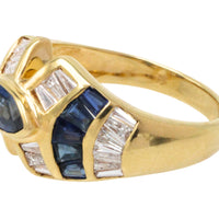 Sapphire and baguette cut diamond ring