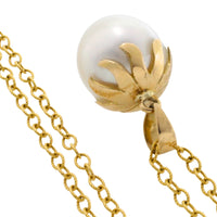 Pearl pendant and chain in 14 carat gold-Pendants-The Antique Ring Shop