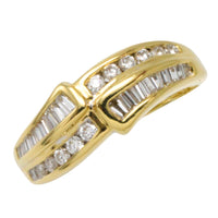 Baguette and brilliant cut diamond ring in 18 carat gold-engagement rings-The Antique Ring Shop