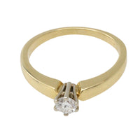 Diamond solitaire ring in yellow and white gold-engagement rings-The Antique Ring Shop