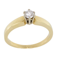 Diamond solitaire ring in yellow and white gold-engagement rings-The Antique Ring Shop