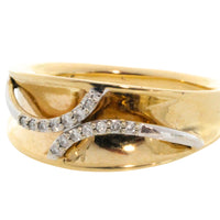 14 carat yellow and white gold ring with diamonds