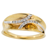14 carat yellow and white gold ring with diamonds