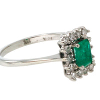 Emerald and diamond white gold ring-engagement rings-The Antique Ring Shop