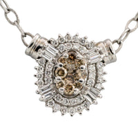 Light brown and clear diamond pendant in white gold